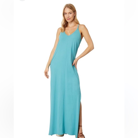 bobi Dresses & Skirts - BOBI NWT MAXI DRESS WITH DOUBLE SIDE SLITS OPEN BACK IN SURF